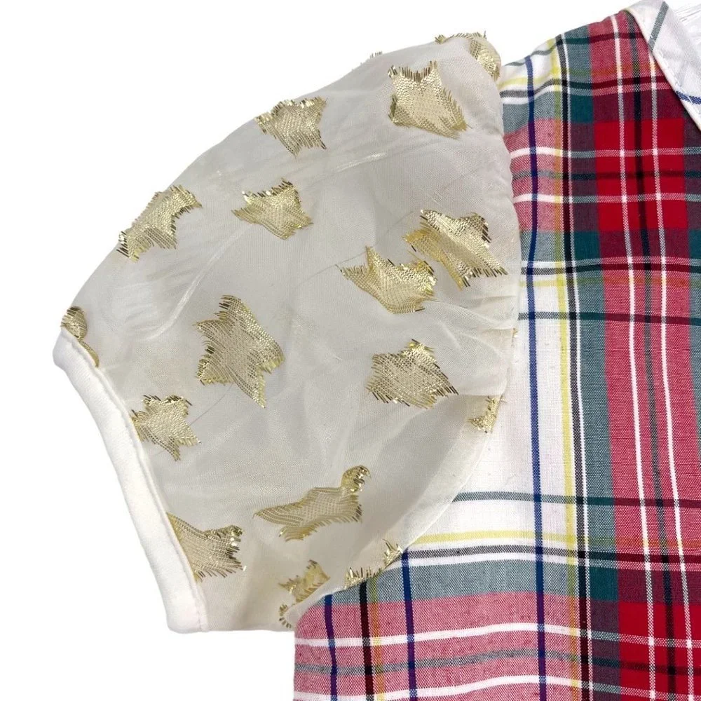 Andy & Evan Plaid Tiered Dress Puff Sleeves NWT Sz 6Y